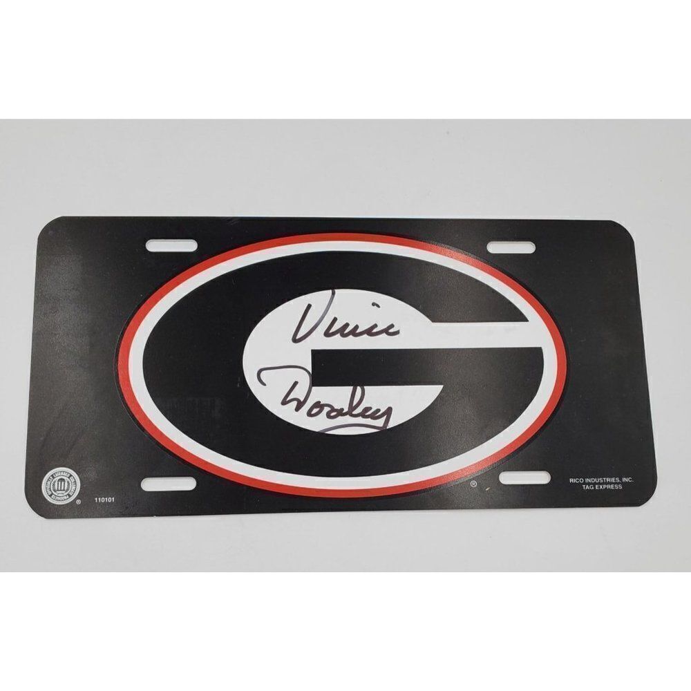 Vince Dooley Signed License Plate Plastic UGA Georgia Bulldogs